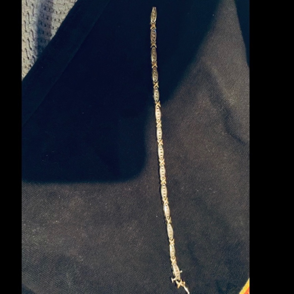 Diamond X-Link Bracelet in 10K two-toned gold